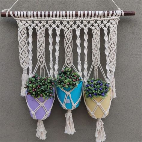 Suporte Para Plantas Em Macrame Triplo Elo7 Produtos Especiais