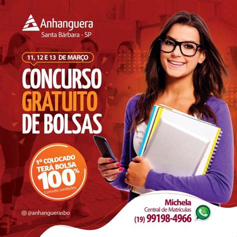 INSCRIÇÕES PARA VESTIBULAR DE BOLSAS ANHANGUERA SANTA BARBARA ACISB