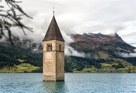 Lake Reschen Bell Tower, South Tyrol, Italy : abandoned