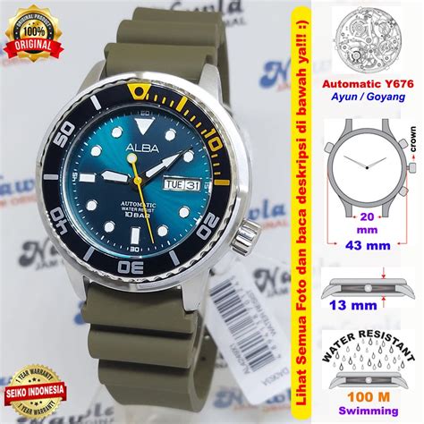 Jual Alba Automatic AL4249X1 Tuna Emerald Green Jam Tangan Pria