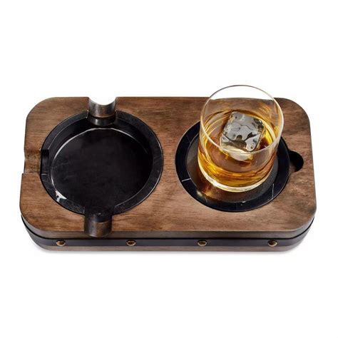 High Quality Whiskey Glass Coaster With Cigar Ashtray Tray Smoking Accessories Holder China