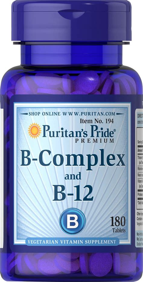 Puritans Pride Vitamin B Complex And Vitamin B 12 180 Count Amazon