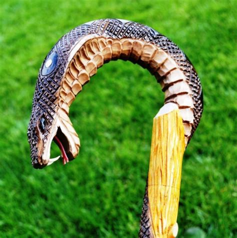 Cobra Hand Carvin Canes Walking Sticks Wooden Unique Handmade Etsy