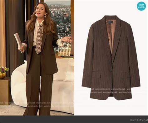 Wornontv Drews Brown Pinstripe Blazer And Pants On The Drew Barrymore