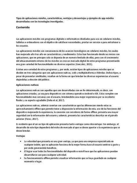 Tipos De Aplicaciones Móviles Características Ventajas Y Desventajas