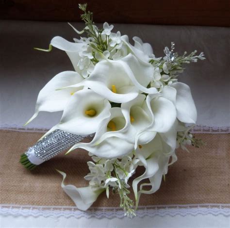 White Calla Lily Wedding Bouquet Real Touch Mini White Calla Lily And