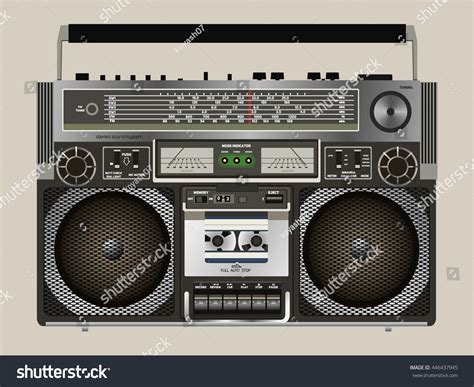 Boombox Cassette Stereo Recorder Eighties Bass เวกเตอร์สต็อก ปลอดค่า