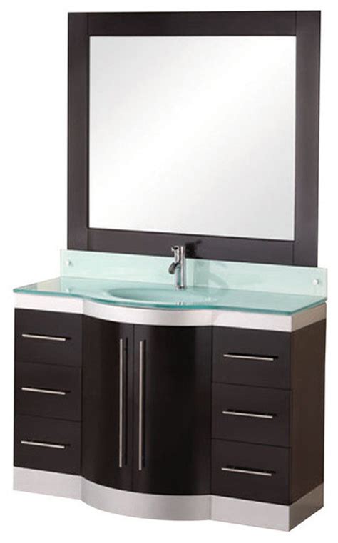 Jade 48 Single Sink Vanity Set In Espresso W Glass Top Modern