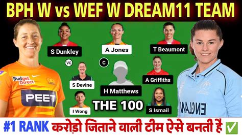 BPH W Vs WEF W Dream11 Team Bph W Ws Wef Dream11 Prediction The