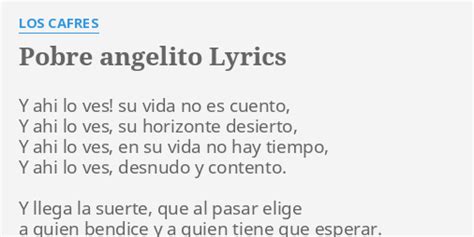 Pobre Angelito Lyrics By Los Cafres Y Ahi Lo Ves