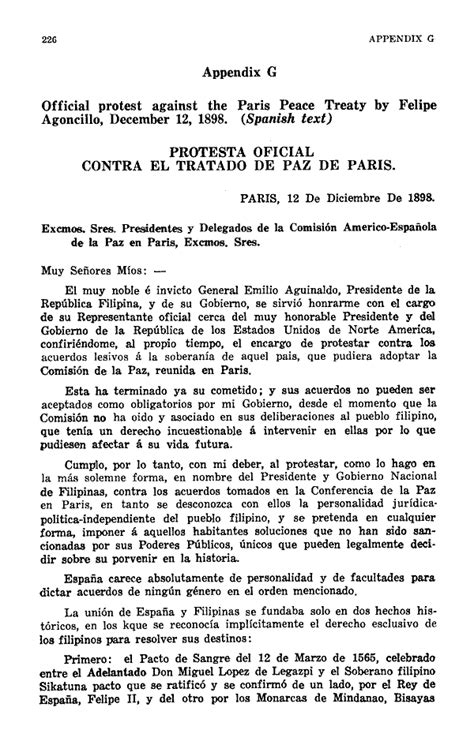 Protesta Oficial Contra el Tratado de Paris (PARIS, 12 De Diciembre De 1898) | The Law Library ...