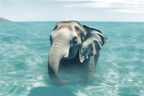 Premium AI Image | Elephant swimming in the sea