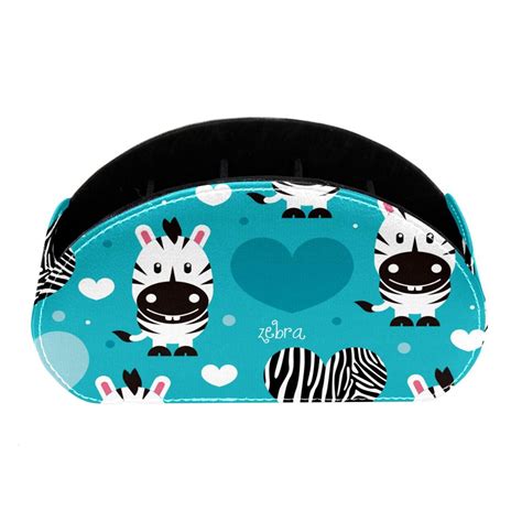 Ownta Zebra And Heart Pattern Pvc Leather Brush Holder With Five