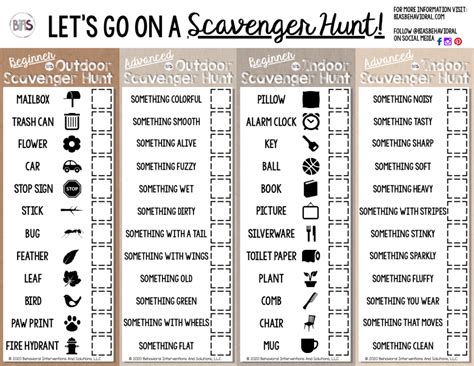 Indoor/Outdoor Scavenger Hunt – BIAS Behavioral