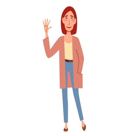 Premium Vector A Fashionable Skinny Girl In Casual Clothes Greets