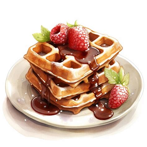 Premium AI Image Araffe Waffles With Syrup And Raspberries On A Plate