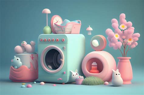 Paisaje de color pastel de ilustración 3d Foto Premium