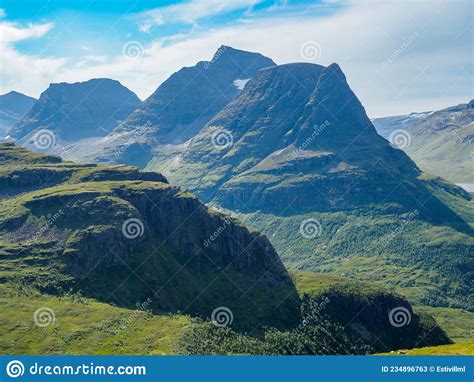 Mountain Peak Of Innerdalstarnet And Innerdalen Valley Norway Stock