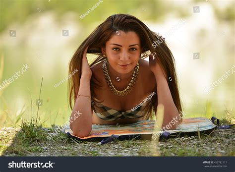 Portrait Happy Sexy Girl Bikini ภาพสตอก Shutterstock