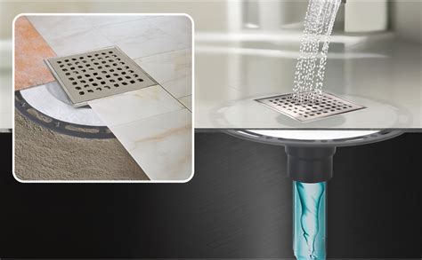 Inch Square Shower Drain With Bonding Flange Durable Stainless