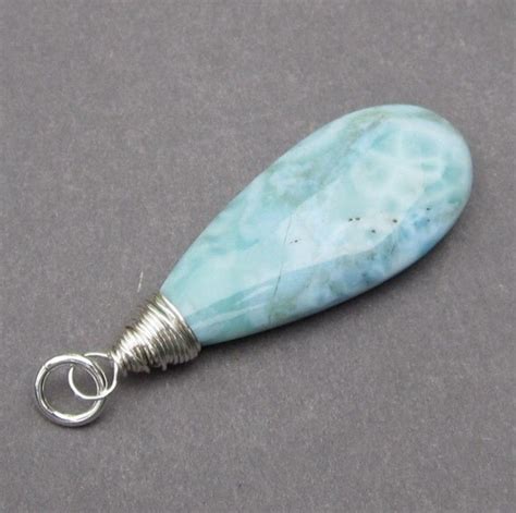 Sterling Silver Wire Wrapped Larimar Pendant Larimar