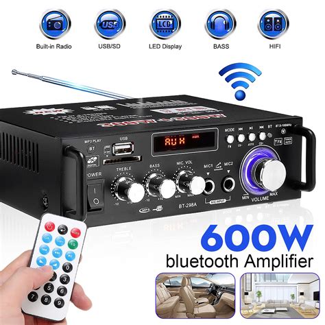 Buy Wireless Microphone Power Amplifier System, bluetooth Amplifier, 600W Dual Channel Sound ...