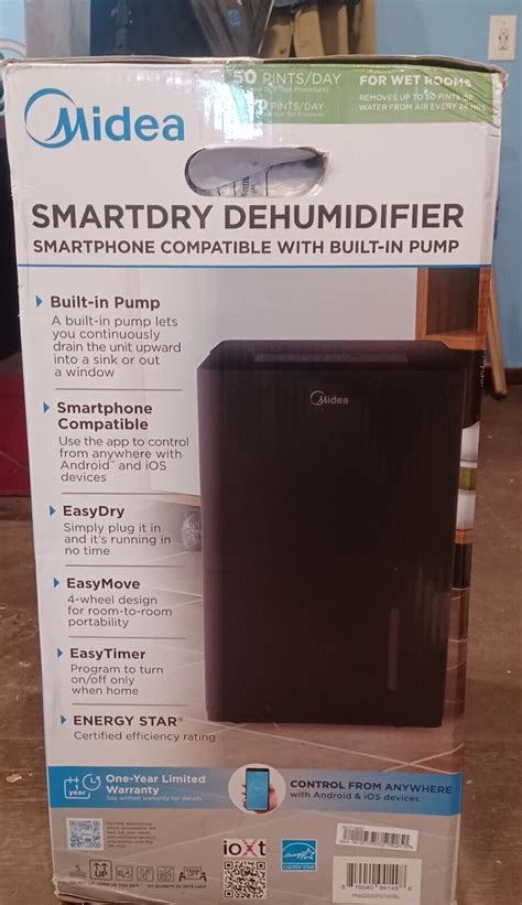 Midea Mad50ps1wbl 50 Pint Energy Star Smart Dehumidifier 810040941498 Ebay