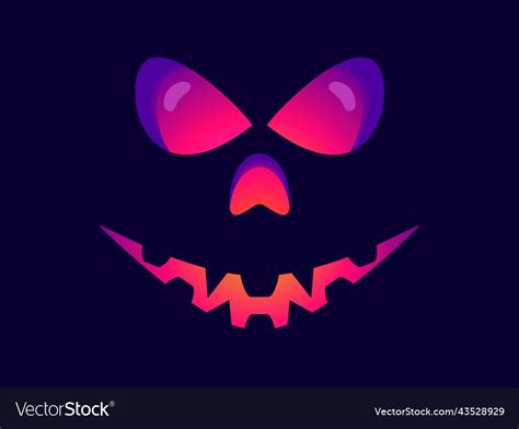 Halloween Scary Face With Glowing Eyes Evil Vector Image