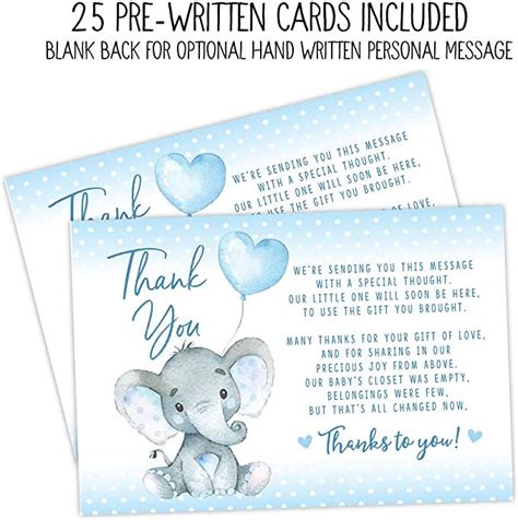 Your Main Event Prints 50 Elephant Baby Shower Thank You Cards Boy