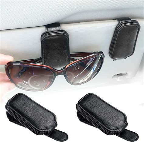 Firtink 2 Pcs Sunglasses Holder For Car Sun Visor Magnetic Eyeglass