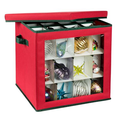 Honey-Can-Do Red and Green Plastic Ornament Storage Box (48-Ornaments ...