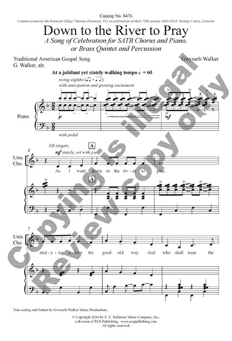 Down To The River To Pray Satb Arr Gwyne Jw Pepper Sheet Music