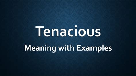 Tenacious Meaning With Examples YouTube