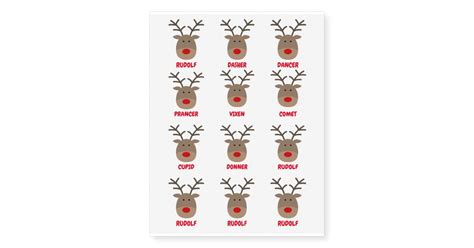 Santas Reindeer Names Temporary Christmas Tattoos Zazzle