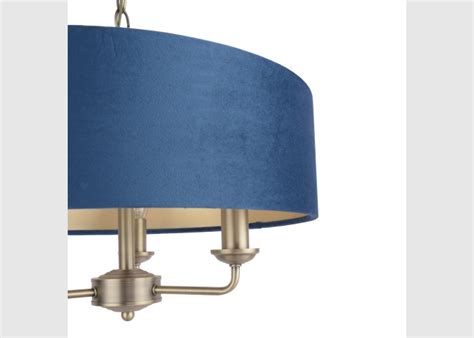 Laura Ashley Sorrento 3 Light Antique Brass Blue Velvet Shade