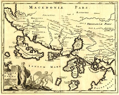 Antique Map of Macedonia Greece Corfu Ogygia Scheria Ithaca Art Print ...