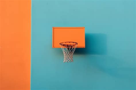 Premium AI Image | A basketball hoop on a blue and orange wall