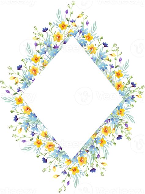 Wildflowers Frame Watercolor Clipart 21952860 Png