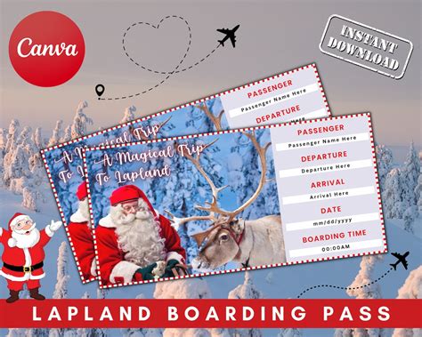 Lapland Boarding Pass Lapland Christmas Ticket Holiday - Etsy UK