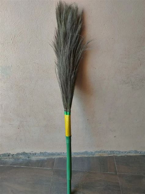 Green Yellow PVC Handle Grass Phool Jhadu At 65 Piece Phool Wali