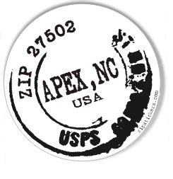 Apex NC Zip Code Sticker / Apex, North Carolina Bumper Stickers and Decals