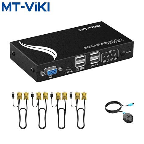 Mt Viki 4 Port Auto Usb Kvm Switch Hotkey Select With Original Cables