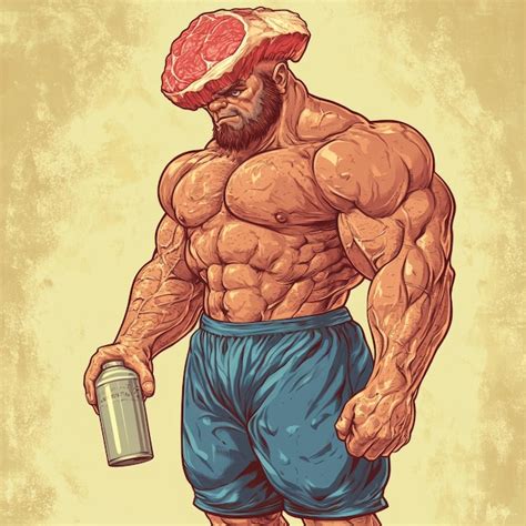 Muscular Man With A Bottle Of Water Vector Illustration In Retro Style