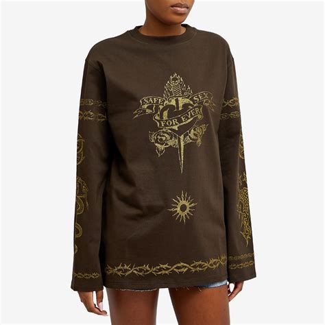 Jean Paul Gaultier Safe Sex Long Sleeve T Shirt Dark Brown End