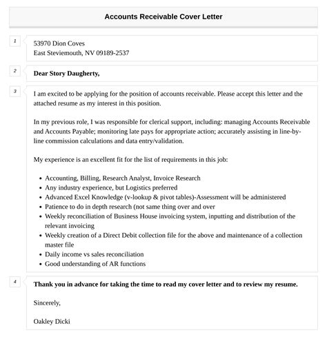 Accounts Receivable Cover Letter Velvet Jobs