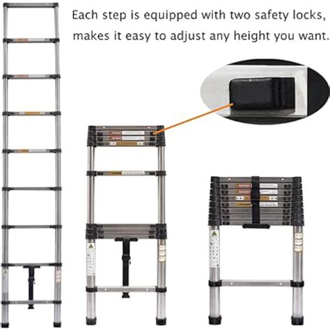 Telescopic Folding Ladder Aluminium Heavy Duty Sturdy Straight Ladders