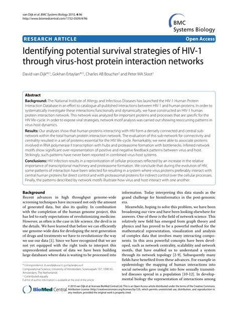 Pdf Identifying Potential Survival Strategies Of Hiv 1 Through Virus