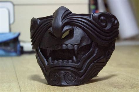 Half Face Samurai Mask Oni Mempo Armor Japanese Black Demon - Etsy ...