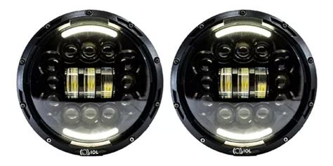 Iol 2 Faro Hiper Led Redondo 7 Pulgada Ojo Blanco Ambar Jeep Envío gratis