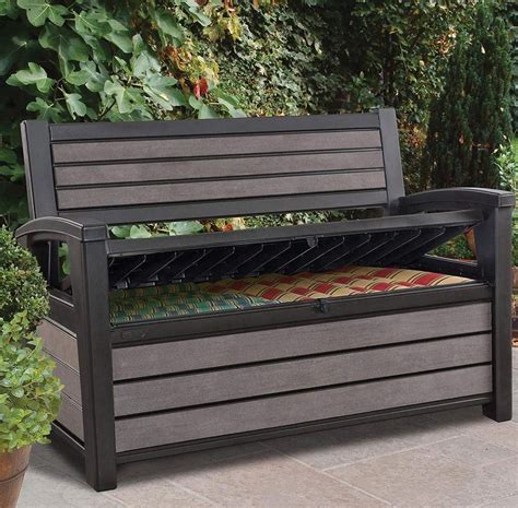 Keter Hudson 60 Gallon Plastic Resin Patio Storage Bench Deck Box